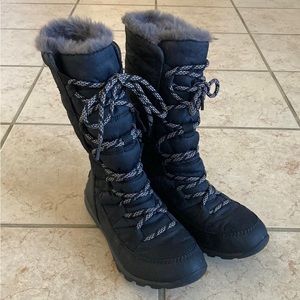 SOREL Whitney tall lace waterproof boots Size 8 (fits like 7.5) dark gray fur